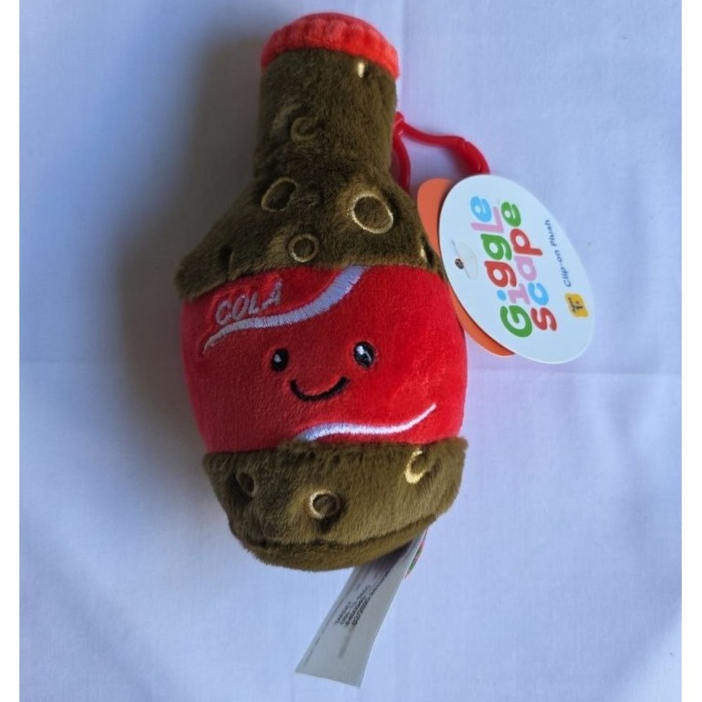 Giggle Scape Clip-on Plush with Red Accents Cola Bottle Fun Food‎ NWT Soft Bag